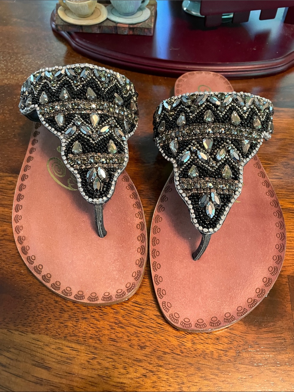 NAUGHTY MONKEY “Loving U" Embellished Leather Sandal Women’s 6 Black